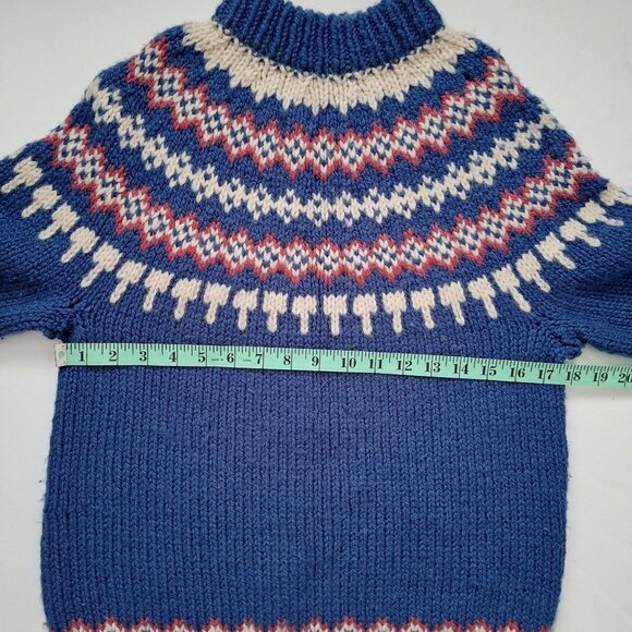 Handknit Blue Pink & White Fair Isle Sweater - Picture 3 of 6